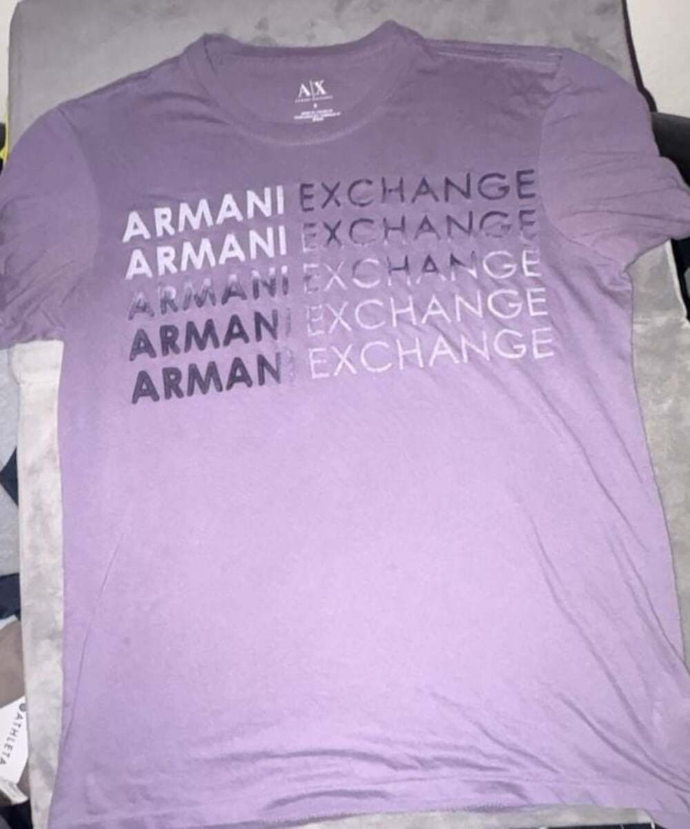 Armani Exchange Men's Gradient Logo Graphic Short Sleeve T-Shirt/Purple Small